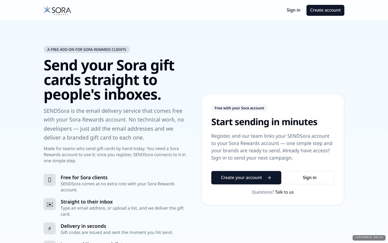 Screenshot of the SENDSora interface