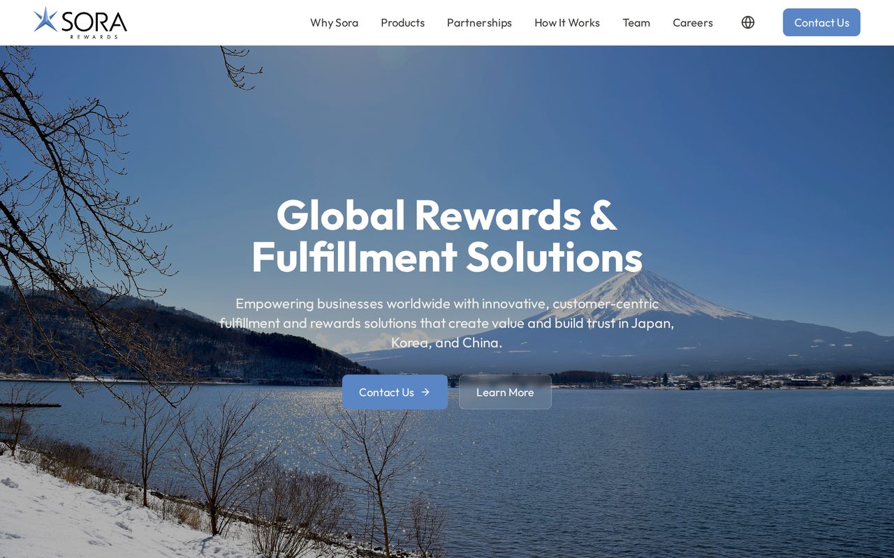 Screenshot of the Sora Rewards — Company Website interface
